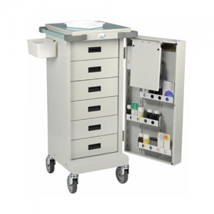 Bristol Maid Unit Dosage Trolley with Single Door and Six Shallow Drawers with Bolt Lock