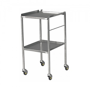 Bristol Maid Small Stainless Steel Dressing and Instrument Trolley with Two Upturned Shelves