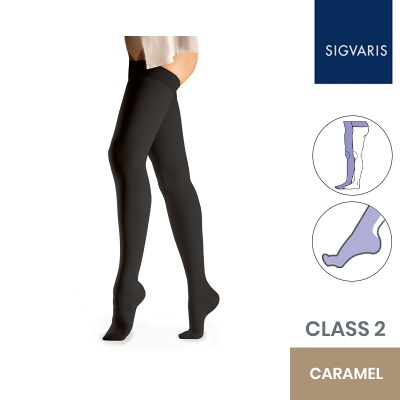 Sigvaris Essential Comfortable Unisex Class 2 Caramel Compression Tights with Waist Attachment