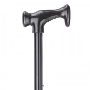 Economy Height-Adjustable Black Walking Stick with Moulded Handle