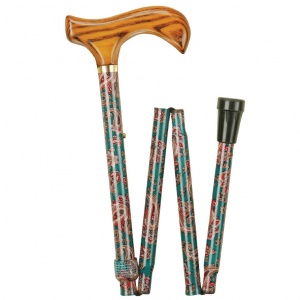 Height-Adjustable Folding Paisley Pattern Derby Walking Stick
