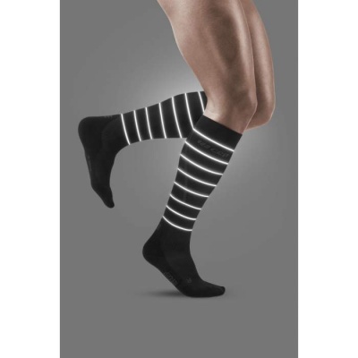 CEP Black Reflective Running Compression Socks for Men