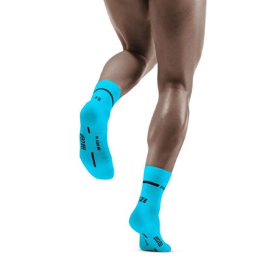 CEP Men's Blue Neon Mid-Cut Compression Socks for Running