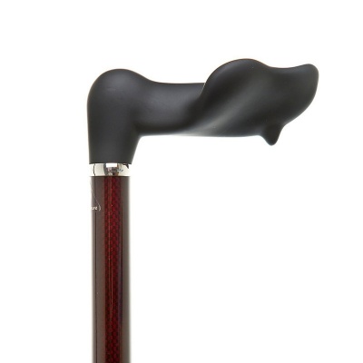 Soft Grip Fischer Handle Carbon Fibre Walking Stick with Red Diamond Pattern