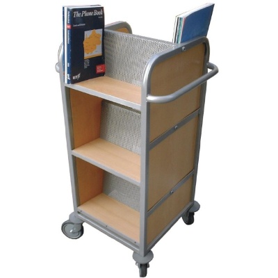 Compact Double-Sided Library Book Storage Trolley