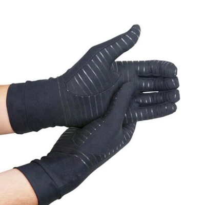 Copper Fit Copper Infused Compression Gloves - Large/XL, Black, For Arthritis & Relief
