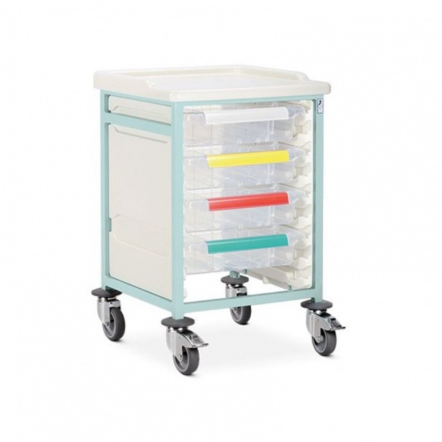 Bristol Maid Low-Level Single-Column Caretray Trolley with Four Shallow Trays