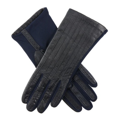Dents Olivia Women's Silk-Lined Navy Leather Gloves