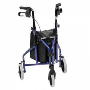 Drive Medical Two-Piece Blue Ultra Lightweight Triwalker with Bag, Basket and Tray