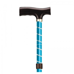 Drive Medical Blue Twist Patterned Folding Walking Cane with Strap