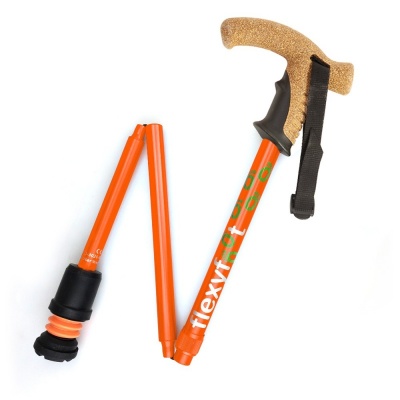 Flexyfoot Cork Derby Handle Orange Folding Walking Stick