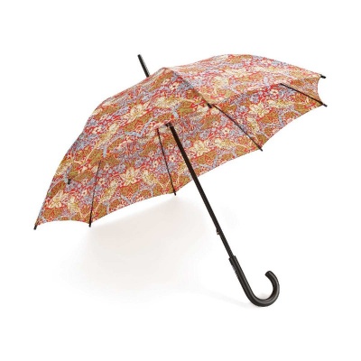 Fulton Kensington-2 Morris and Co. UV Walking Umbrella (Strawberry Thief Crimson)