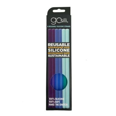 GoSili Ombre Purple/Blue/Sea Reusable Silicone Straws (Pack of 6)