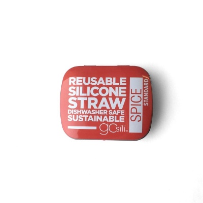 GoSili Red Silicone Straw with Tin Case