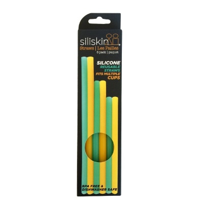 GoSili Sea/Orange Reusable Silicone Straws (Pack of 6)