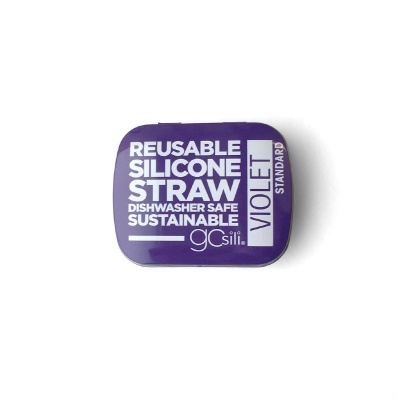 GoSili Violet Silicone Straw with Tin Case