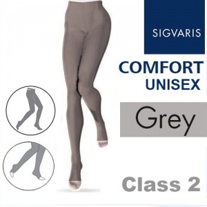 Sigvaris Unisex Comfort Class 2 (RAL) Grey Compression Tights with Open Toe