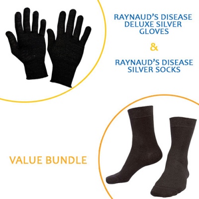Raynaud's Disease Deluxe Silver Gloves and Silver Socks Bundle
