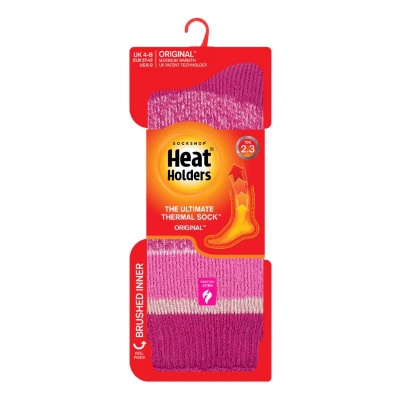 Heat Holders Original Pink Striped Women's Thermal Socks (Pack of Two Pairs)