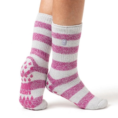 Heat Holders Women's Pink/Grey Thermal Slipper Socks (Pack of Two Pairs)