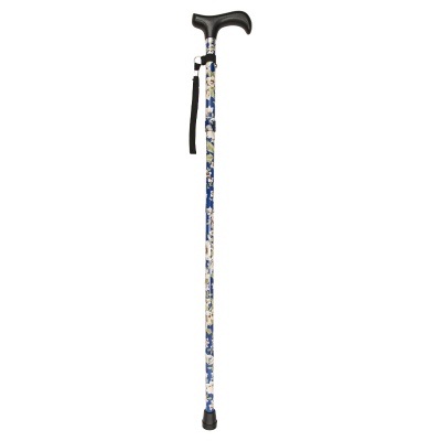 Height-Adjustable Mini Folding Blue Morris Derby Handle Walking Stick