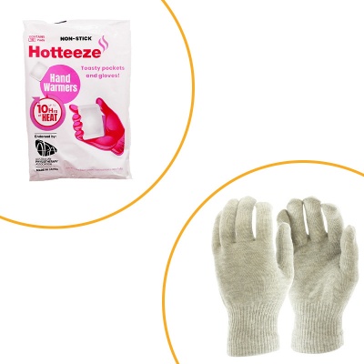 Hotteeze Hand Warmer and Silver Gloves Winter Bundle