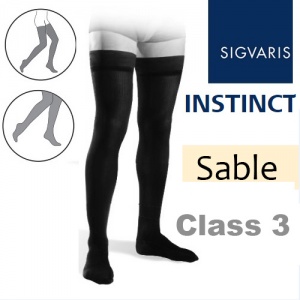 Sigvaris Instinct Men's Thigh Class 3 Sable Compression Stockings