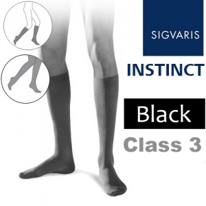 Sigvaris Instinct Men's Calf Class 3 Black Compression Stockings