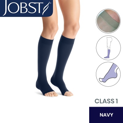 JOBST Opaque Compression Class 1 (18 -  21mmHg) Knee High Navy Open Toe Compression Garment