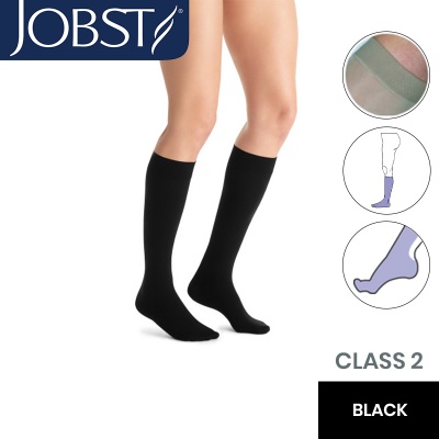 JOBST Opaque RAL Class 2 (23 -  32mmHg) Black Knee High Compression Stockings