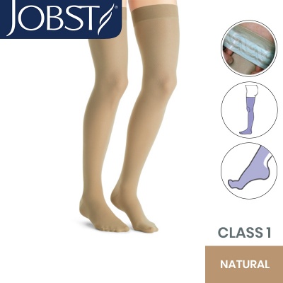 Jobst Ultrasheer Class 1 Natural Thigh Compression Stockings with Silicone Band