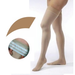 JOBST Opaque Compression Class 1 (18 -  21mmHg) Thigh High Amber Closed Toe Compression Garment with Soft Silicone Band