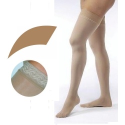 JOBST Opaque Compression Class 1 (18 -  21mmHg) Thigh High Amber Closed Toe Compression Garment with Lace Silicone Band