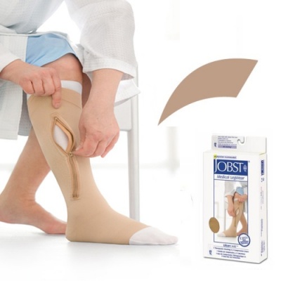 JOBST UlcerCARE Beige Compression Stocking with Liner and Zipper (40mmHg)