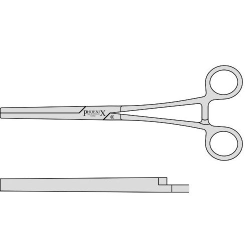 Standard Straight Tubing Clamp Forceps With A Square Jaw And A Box