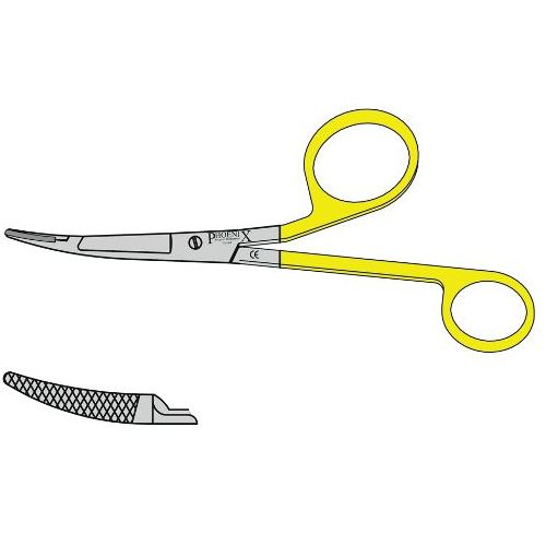 Gillies Needle Holder Tungsten Carbide Jaws And Box Joint With Right Hand Scissors 160mm Curved