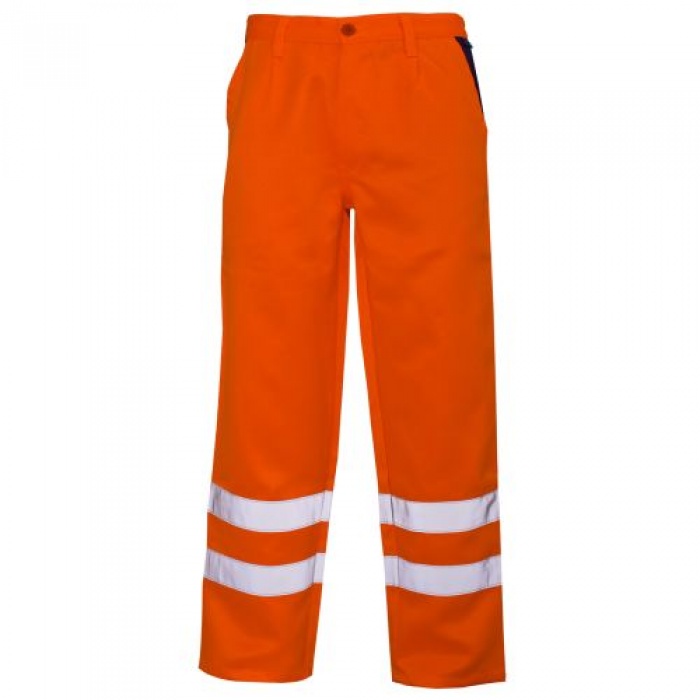 Supertouch Hi-Vis Polycotton Trousers with Knee Band - Orange (20 Trousers) :: Sports Supports 