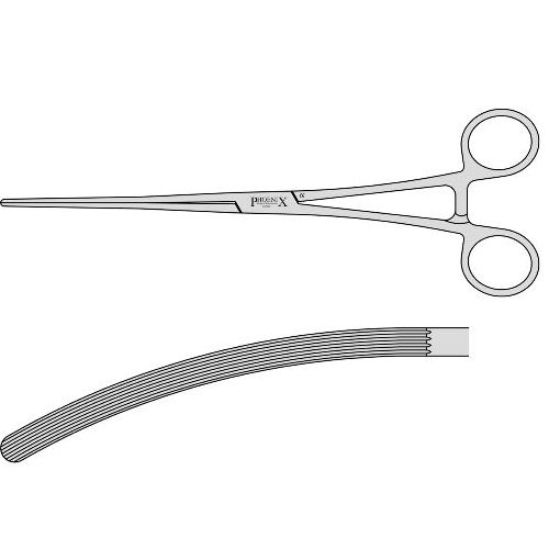 Doyen Intestinal Clamp With Longitudinal Serrated Blades And Box Joint 180mm Curved