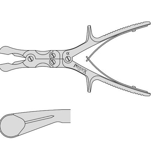 Semb Bone Rongeur Slightly Curved With Double Action 20mm Wide Jaws And