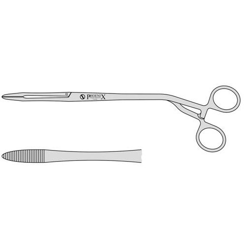 Cheron Uterine Dressing Forceps With Serrated Jaws And Bent Shanks With A Screw Joint 250mm Straight