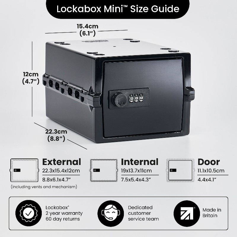 Lockabox Mini™ Lockable Storage Box Jet | Health and Care