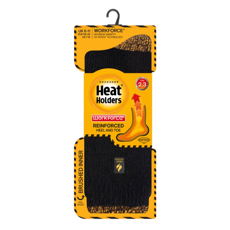 Heat Holders Workforce Men's Black Socks Health and Care