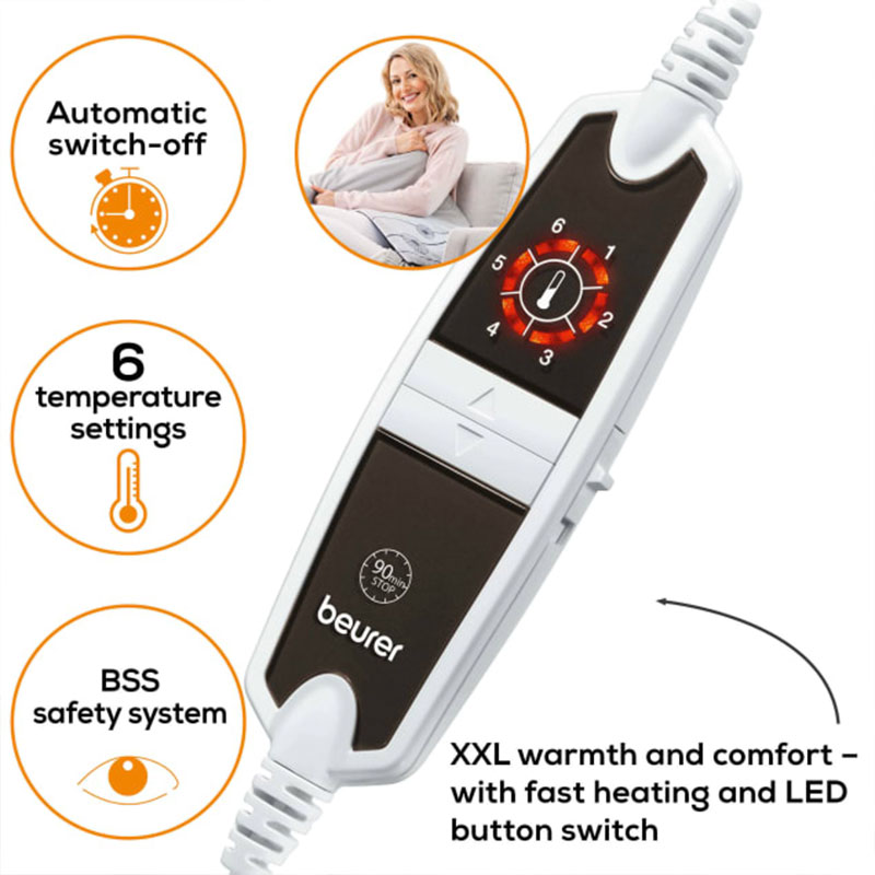 Beurer HK125 XXL Cosy Heat Pad in Grey Health and Care