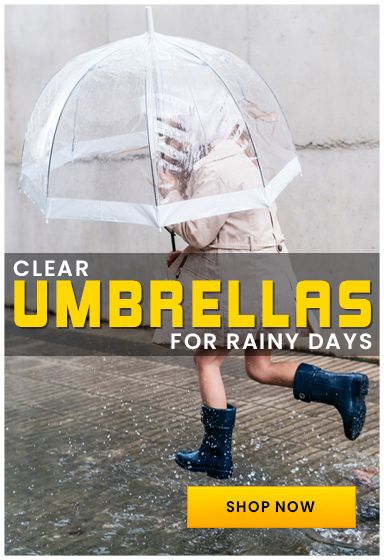 Clear umbrellas for rainy days