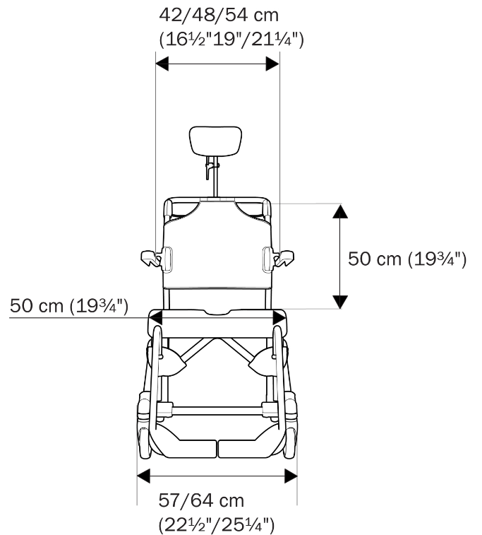Etac Swift Mobil Height Specifications Front 