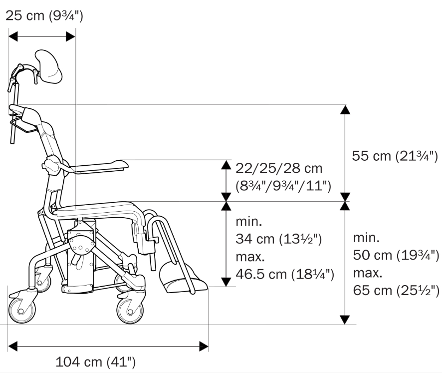 Etac Swift Mobil Height Specifications