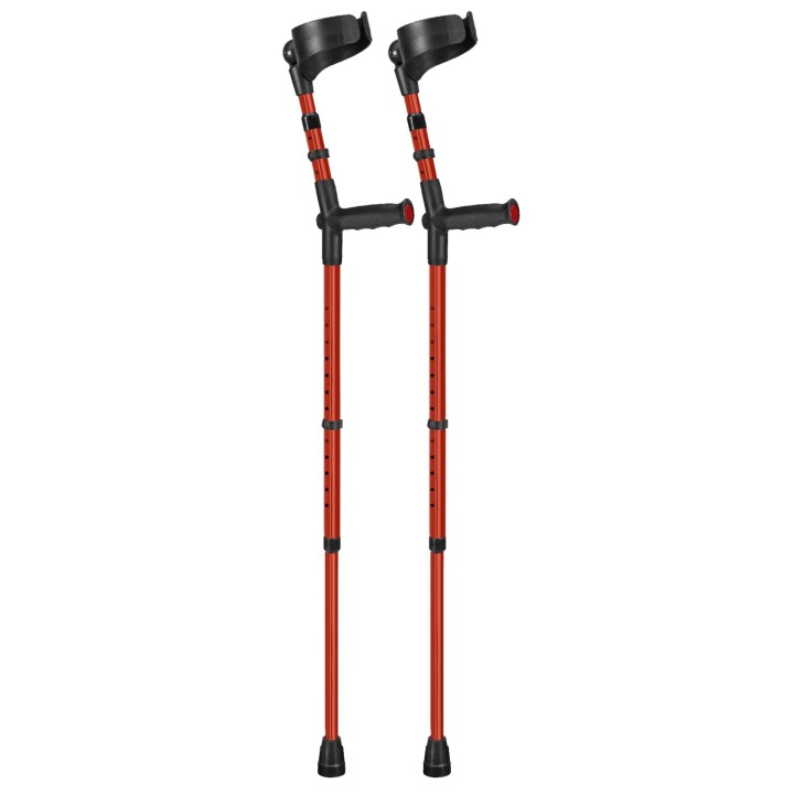 Ossenberg Red Closed-Cuff Soft-Grip Double Adjustable Forearm Crutches (Pair)