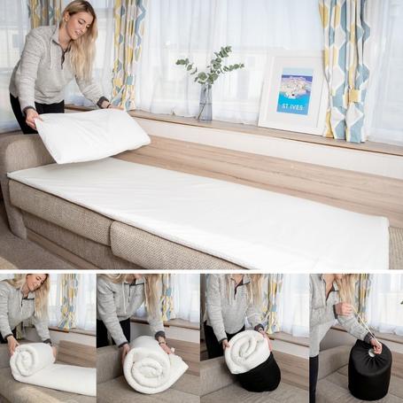 The Memory Foam Mattress Topper can be used to create a smooth, comfortable sleeping surface