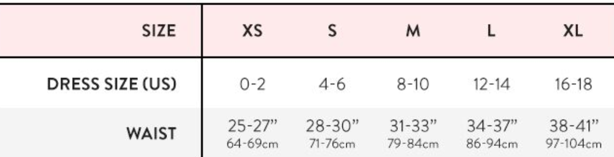 Belly Bandit Size Chart