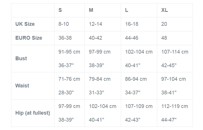 Bump Size Chart